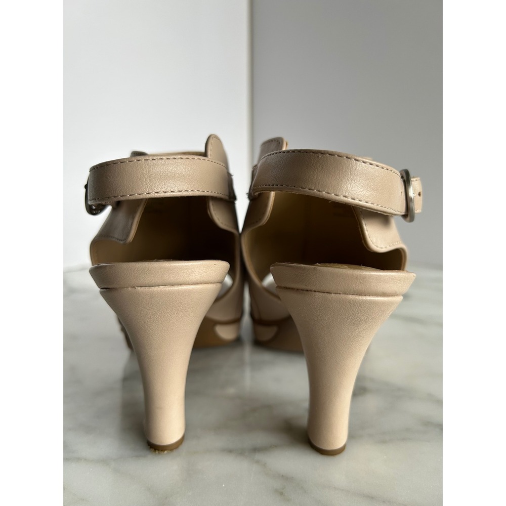 Naturalizer Womens Beige Slingback Buckle Peep Toe Platform Block Heels 7.5M - Picture 11 of 14